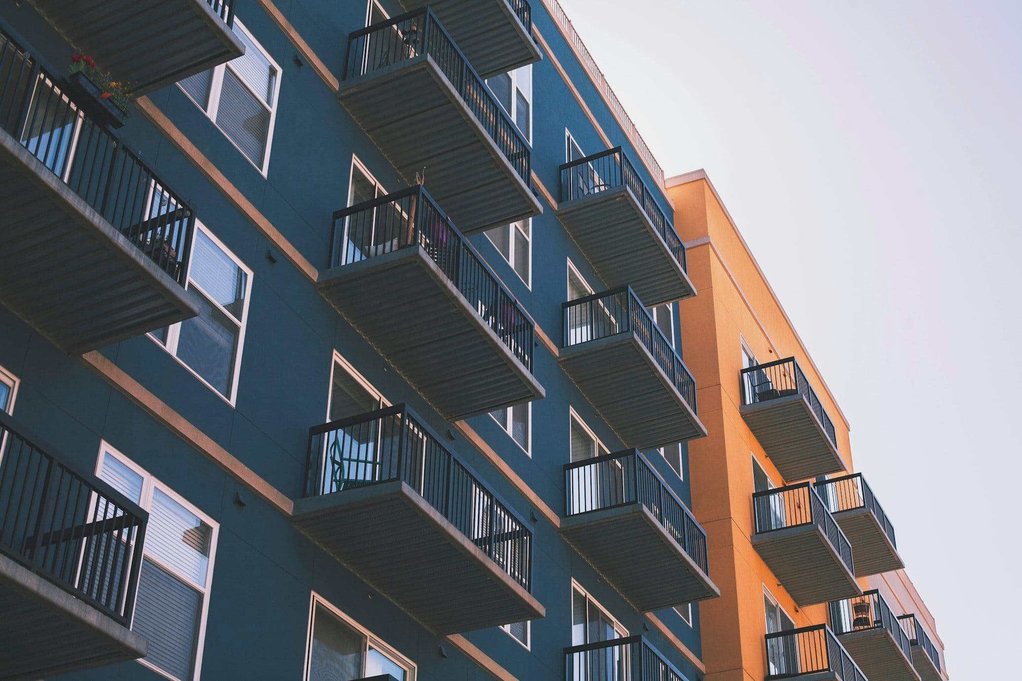 Luxury residential apartment building with balconies